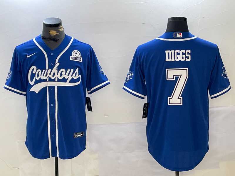 Men%27s Dallas Cowboys #7 Trevon Diggs Light Blue With 1960 Patch Cool Base Stitched Baseball Jersey